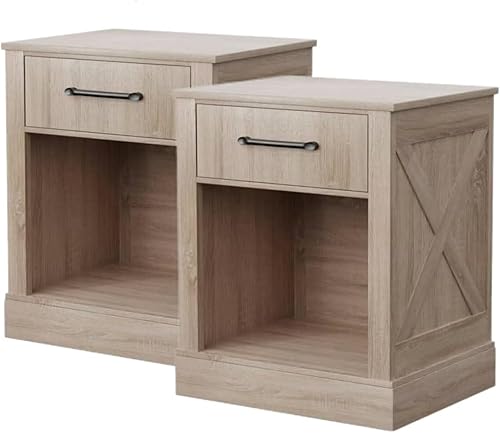 Miniatura 3 de Mesita de noche de madera mesa auxiliar de estilo retro y rústico mesa auxiliar de sofá con cajón y compartimento de almacenamiento abierto para