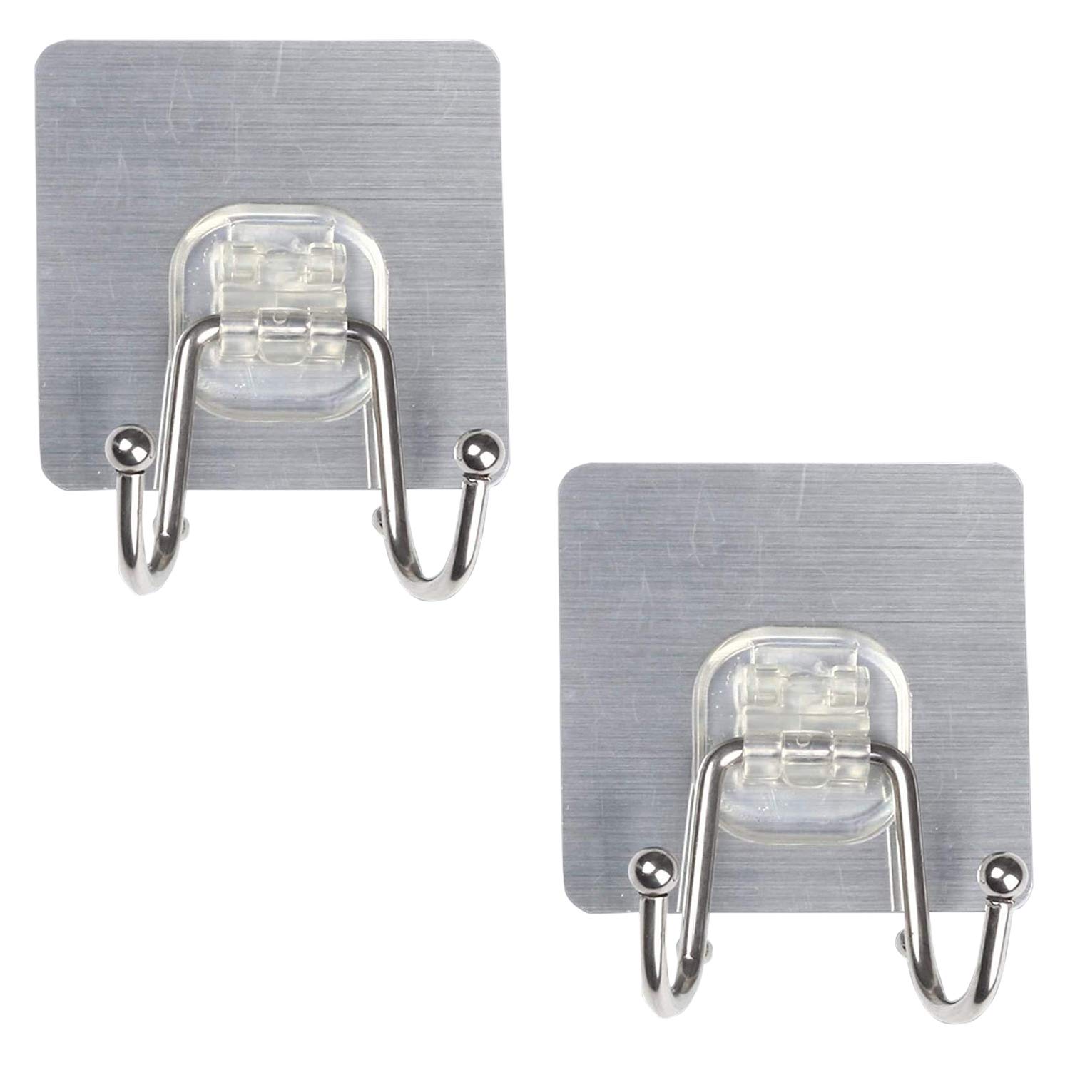 HOKIPO Stainless Steel Magic Sticker Series Adhesive Wall Double Hooks With Load Capacity 5 Kg Each (Model - Ar3172)- Pack Of 2,Multicolor-image-12