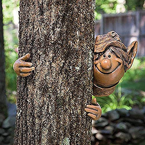 Decoración de árbol con cara de árbol, LED, resistente a la intemperie, decoración para el jardín, con ojos que brillan en la oscuridad, diseño de búho Cover