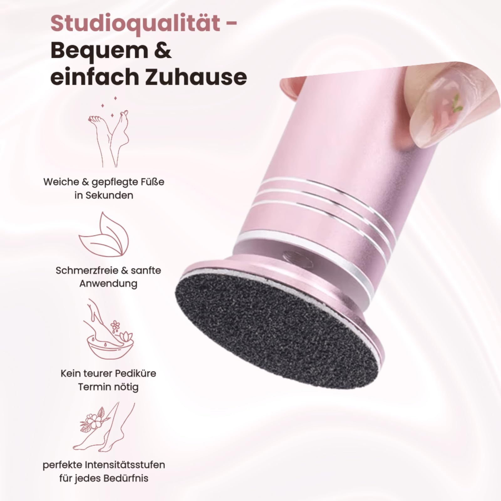 Dermaglide Hornhaut Entferner,Foot Glow Hornhaut Entferner,Professioneller Elektrischer Hornhautentferner mit 60 austauschbaren Schleifpapierscheiben für Abgestorbene Haut & Schwielen