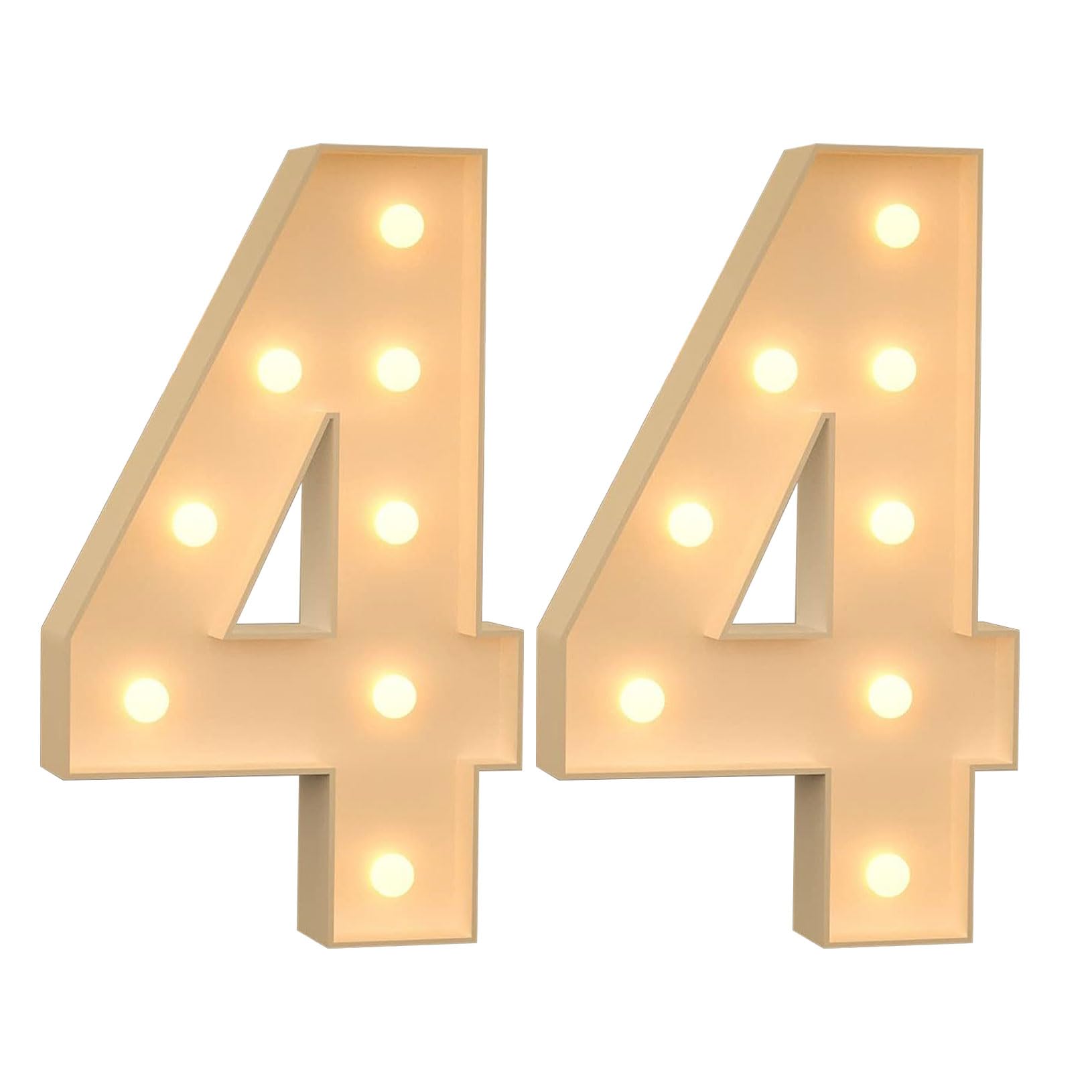 70cm-2.3ft Numbers 44 Large Light Up for Decor, Mosaic Marquee Light Up Sign, Marquee LED Lights Pre-cut Foam Board Set for Birthday New Year Anniversary — image 1