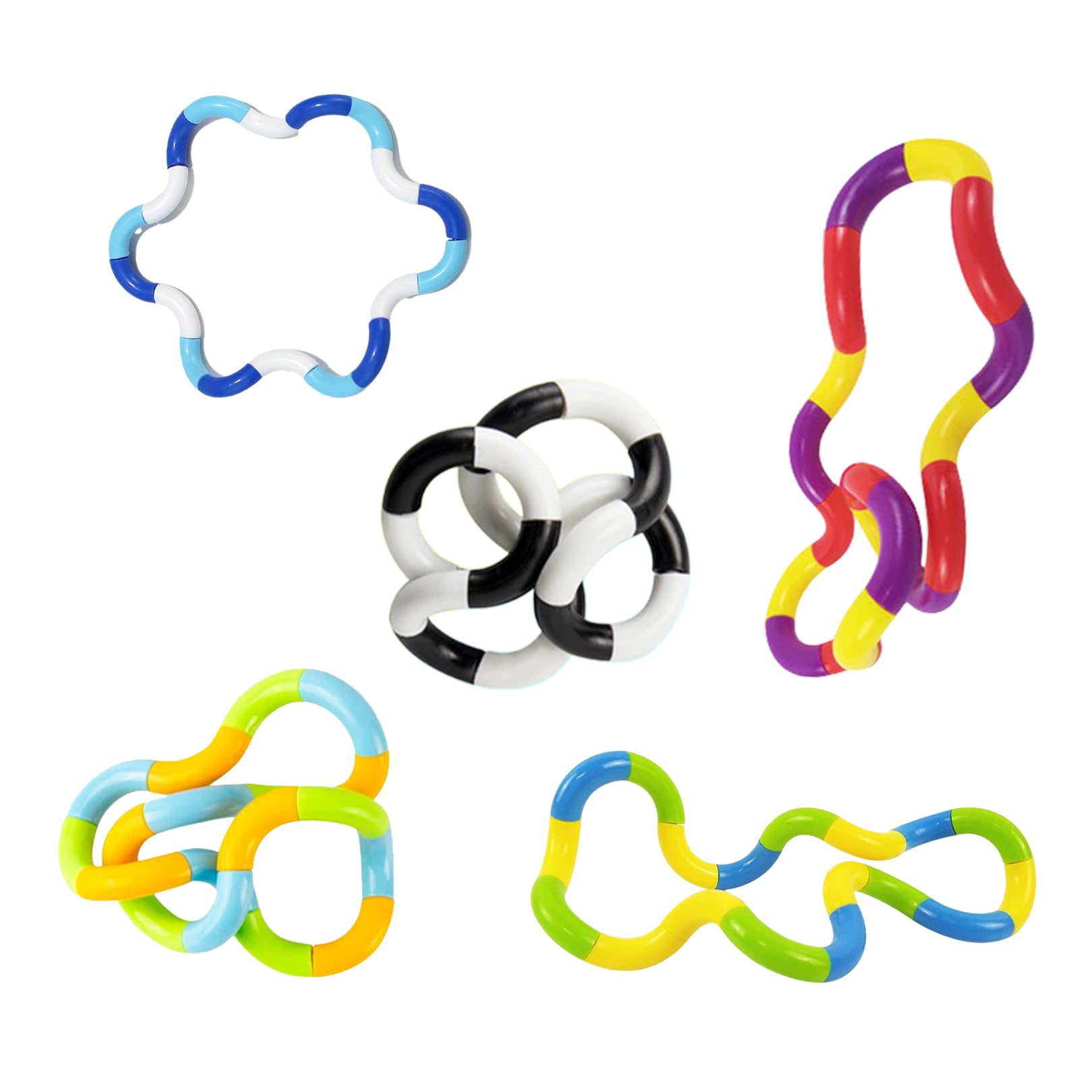 5 Pcs Fidget Toys for Kids,Tangle Fidget Toy,Stress Relief Silent Toy,Removable Splicing Tangle Fidgets Toys,Focus Concentration Provide Relief with Stress Anxiety,Decompression for Kids and Adults