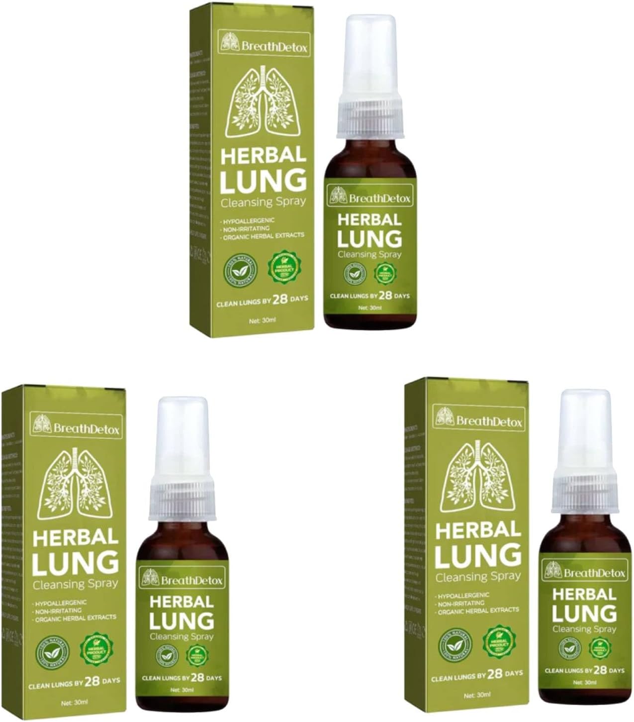 BreathDetox Herbal Lung Cleansing Spray, Herbal Lung Cleanse Spray, Natural Respiratory Cleanse & Breathe Spray, Lung Exerciser for Healthier and Cleaner Lungs (3 Pcs)