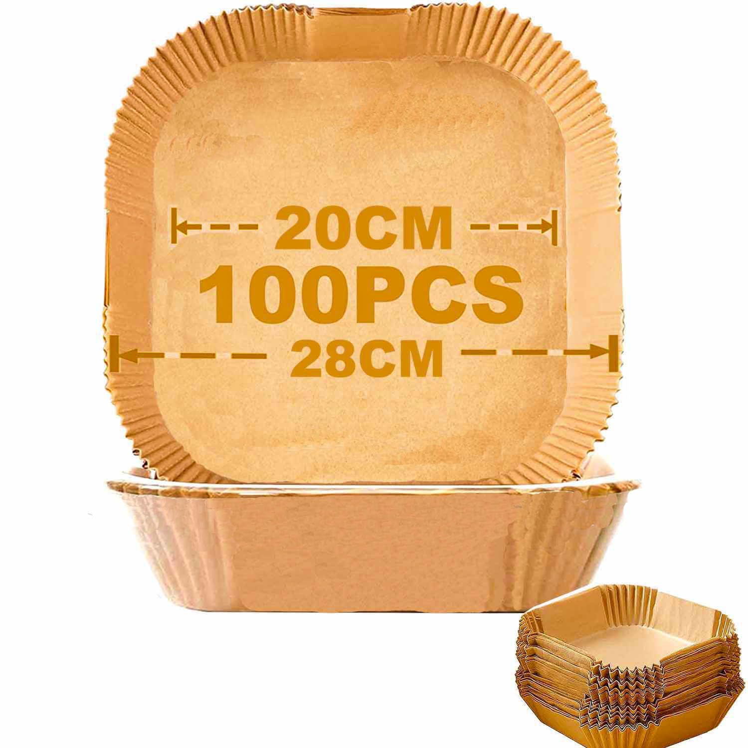 Jeffica Papel para Freidora de Aire, 100 Piezas 20CM para Cosori Cecotec 5.5L Prueba de Aceite Impermeable Desechable Antiadherente para Freidora sin Aceite 5.0-6.0L