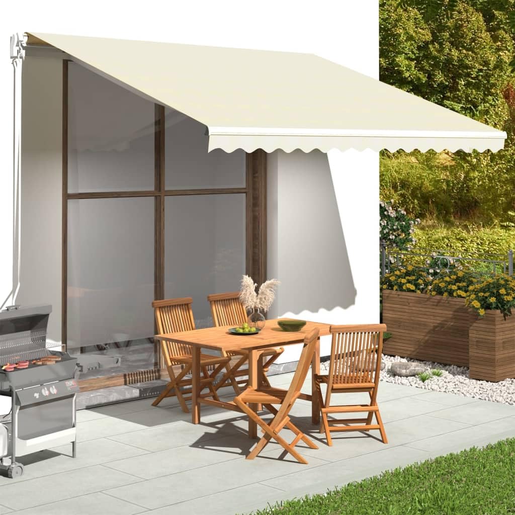 Leasha Toile de Rechange Store Banne avec Lambrequin, Toile Tissu de Remplacement pour Auvent 380x345 cm Crème