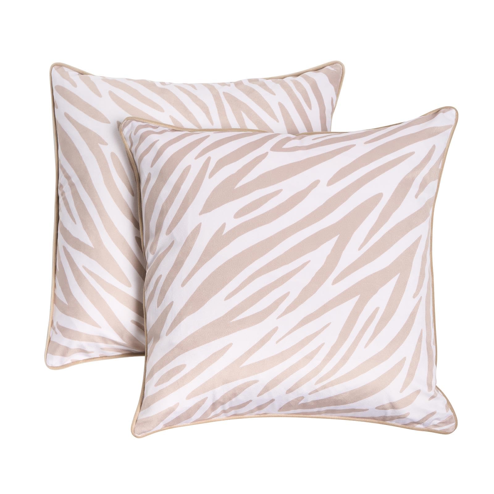 Ohs Women's Zebra Print - Natural Cushion Covers 45 X 45 Set Of 2 Zebra Print, Super Soft Matte Velvet Cushion Covers Decorative Square Throw Pillow Cover With Invisible Zipper For Sofa Bedroom Living Room, Natural