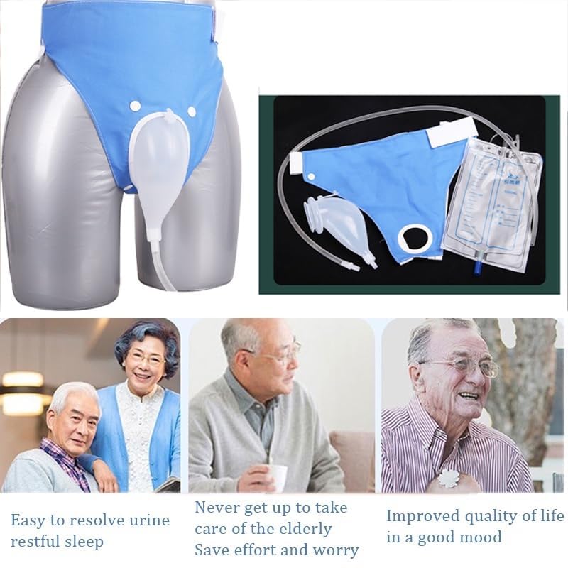 BEHAHAI Urine Collector β Urinal for Breathable Adjustable Reusable Silicone Collector with Portable Wearable Odour - Free Urinary Drainage Bag System with 2000 ml and 1000ml bags. (MEN, FREE) 3
