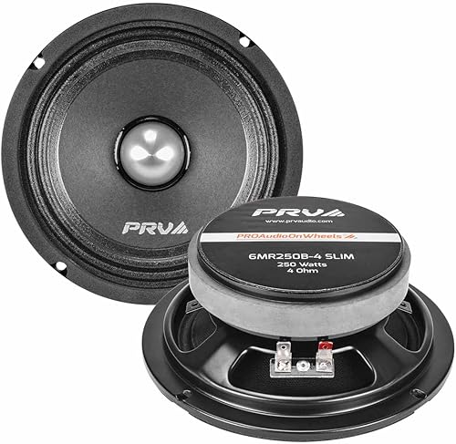Miniatura 8 de PRV AUDIO 2 altavoces tipo bala 6MR250B-4 de rango medio delgado de 6.5 pulgadas, 250 vatios, 4 ohmios, de montaje delgado, audio para automóvil
