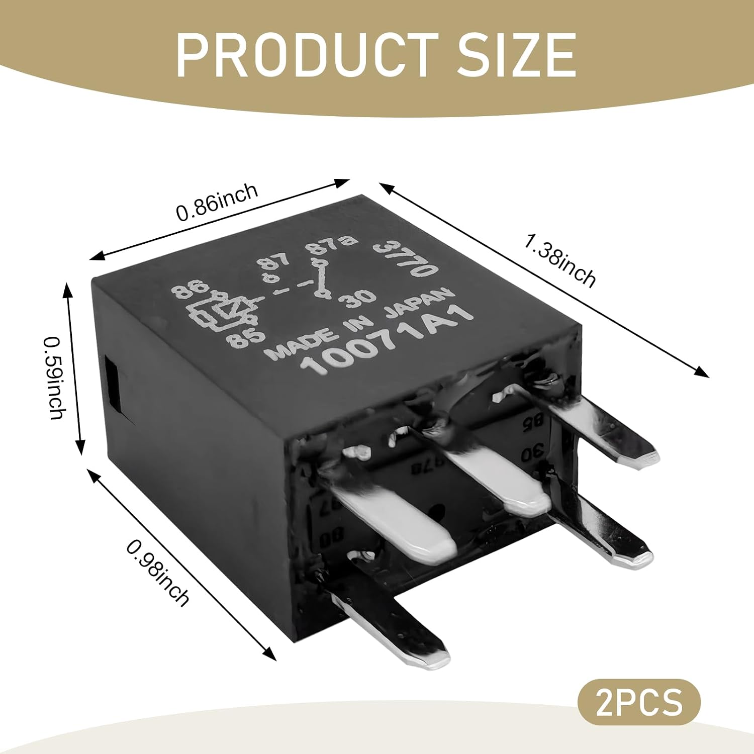 2 PCS Automotive Fuel Pump Relay, 12V Direct Power Starter Relay, Multi-Purpose Replacement Relay for Most Cars (Black)