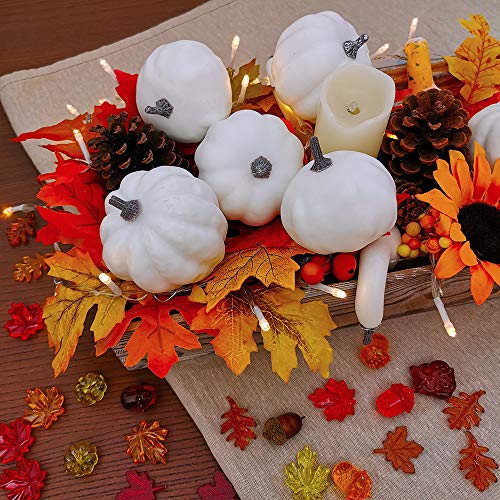 Image of Winlyn 7 Pcs Assorted Sizes Fall Artificial Pumpkins Harvest Pumpkins Faux Foam Pumpkins for Fall Autumn Season Halloween Thanksgiving Harvest Holiday Season Festive Tabletop Decoration (White)