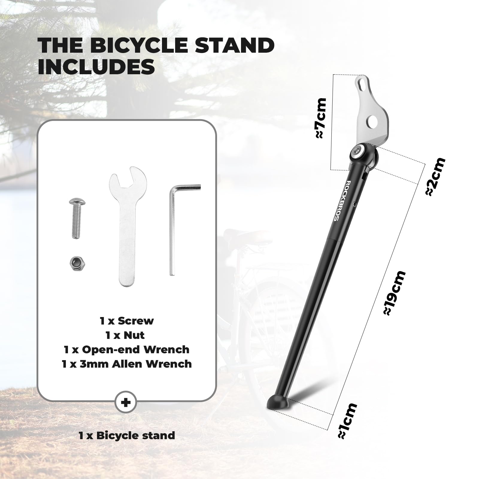 ROCKBROS Pata de Cabra para Bicicleta Brompton, Caballete de Aluminio para Bicicleta Plegable, Soporte Lateral Antideslizante 16 Pulgadas para Bici