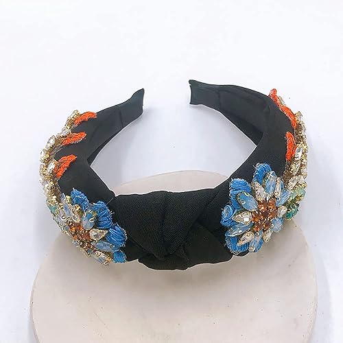 Miniatura 5 de Yusier Diademas barrocas de cristal con diamantes de imitación para mujer, banda bordada para el cabello, exquisita banda para el cabello,