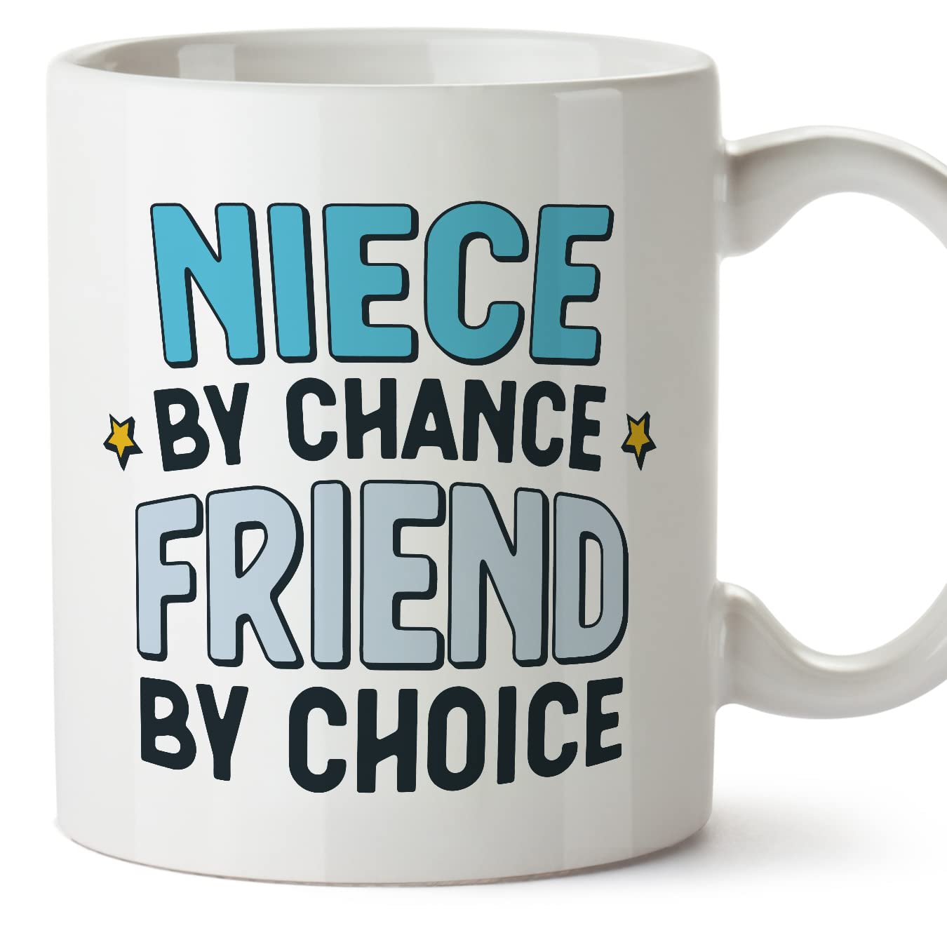 MUGFFINS Niece Mug - in English - By Chance Friend By Choice - Funny Gift - Ceramic 11oz Mug