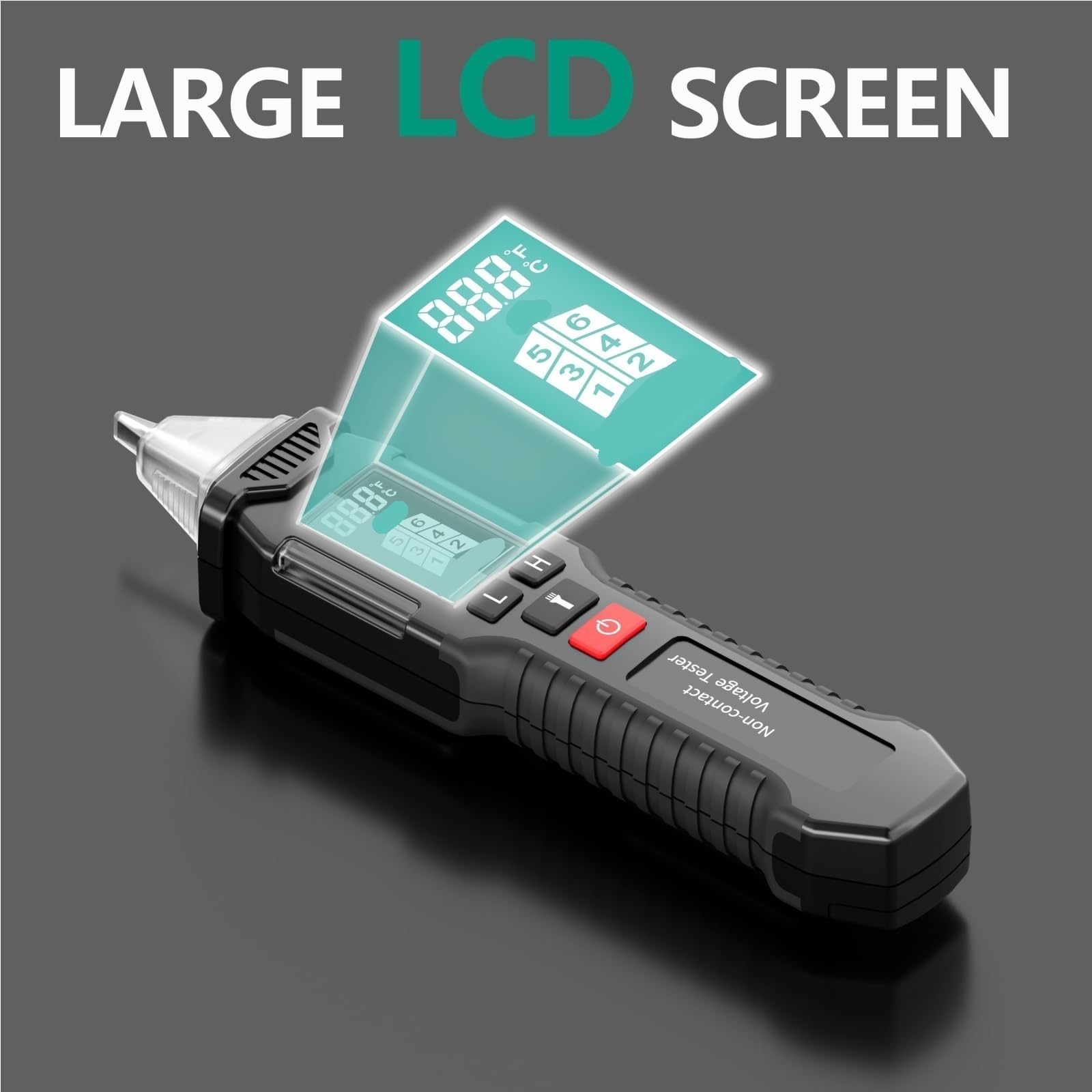 Comprobador de voltaje, Comprobador De Tensión Sin Contacto Con Sensibilidad Ajustable, Pantalla LCD Y Detector Rotura Cables,Herramienta eléctrica automotriz