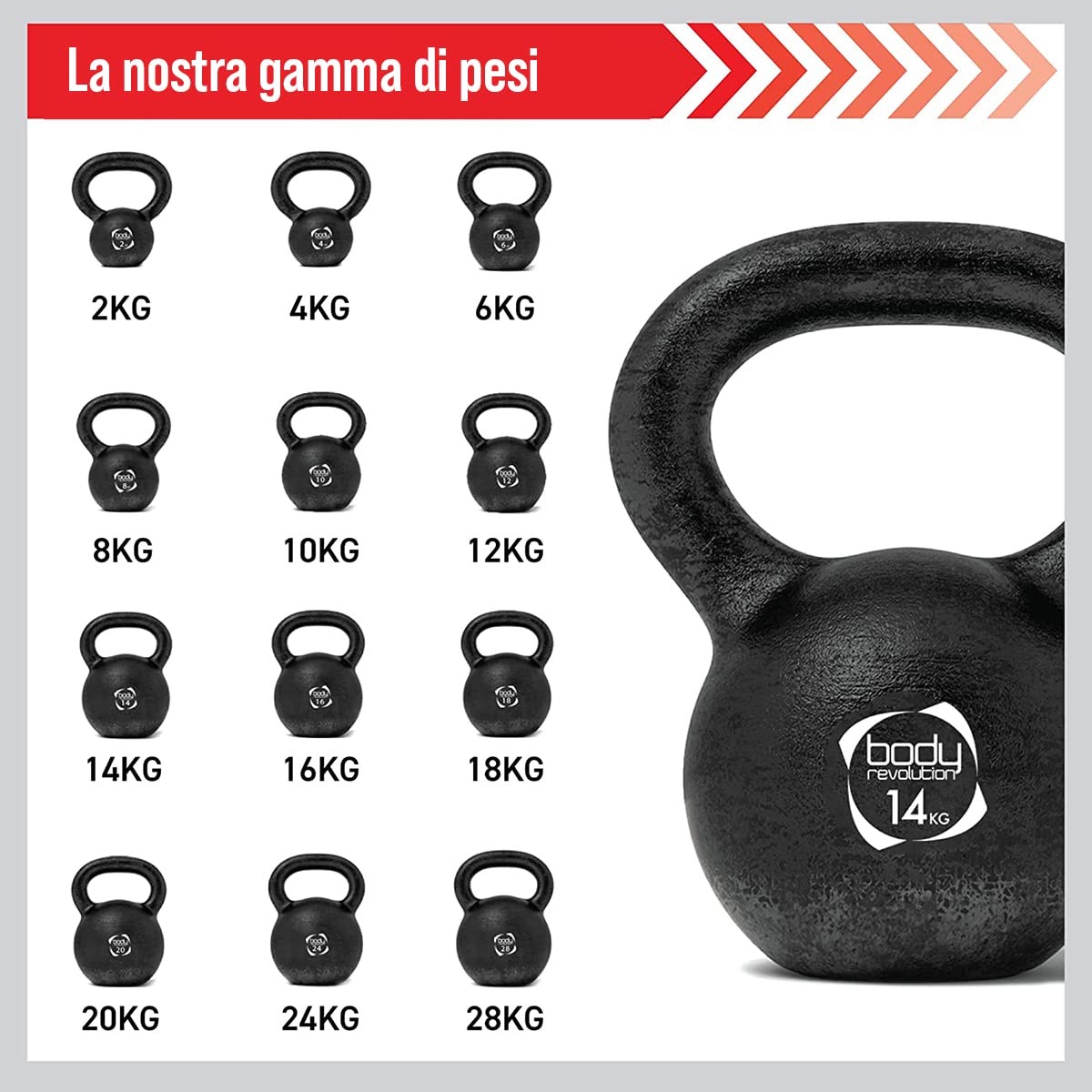 Body Revolution GHISA Manubrio - Allenamento Forza Casa Attrezzature da Palestra - Pesi Disponibili 2kg - 28Kg