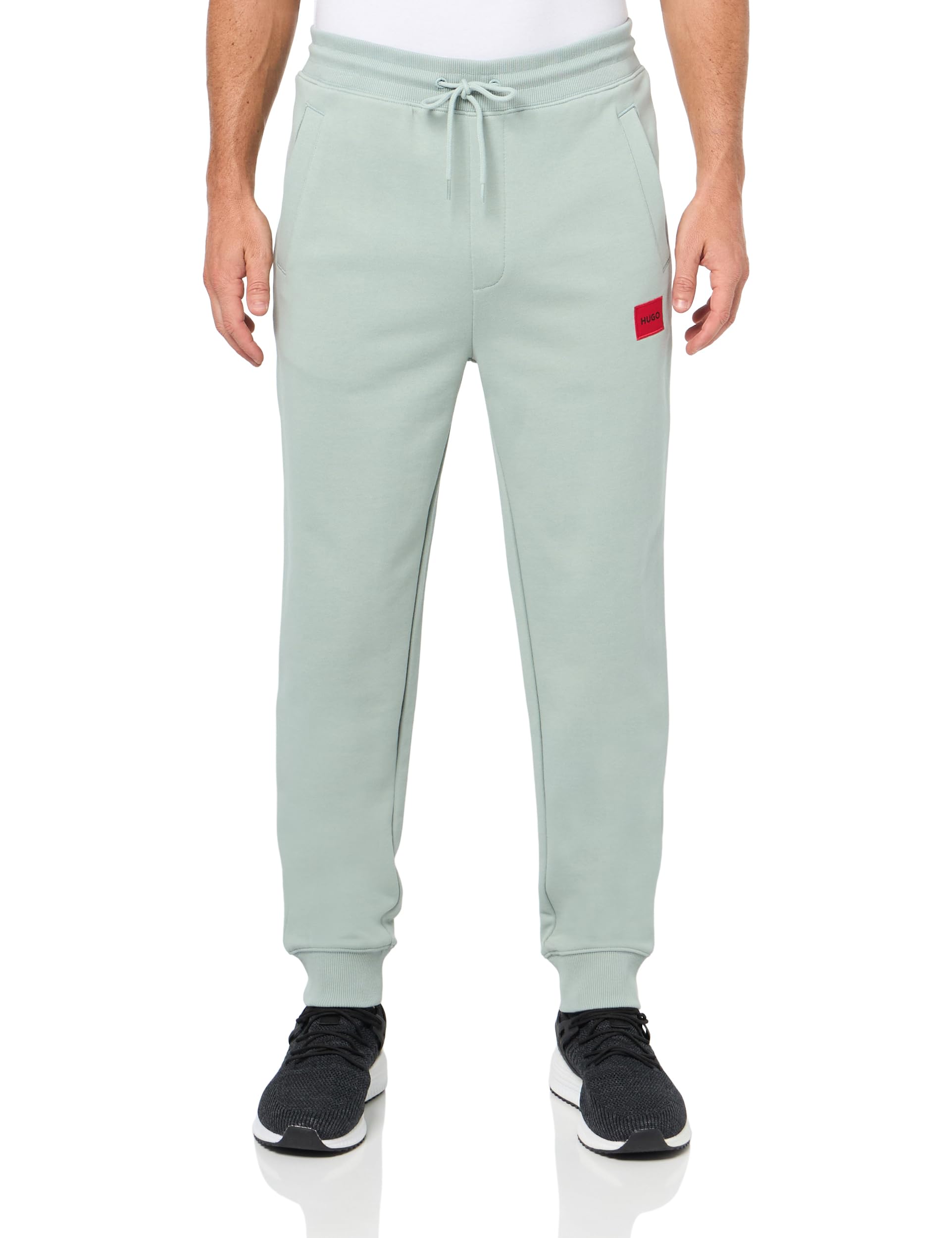 Hugo Men's Regular Fit Square Logo Jersey Drawstring Joggers, Cucumber Green, X-Large