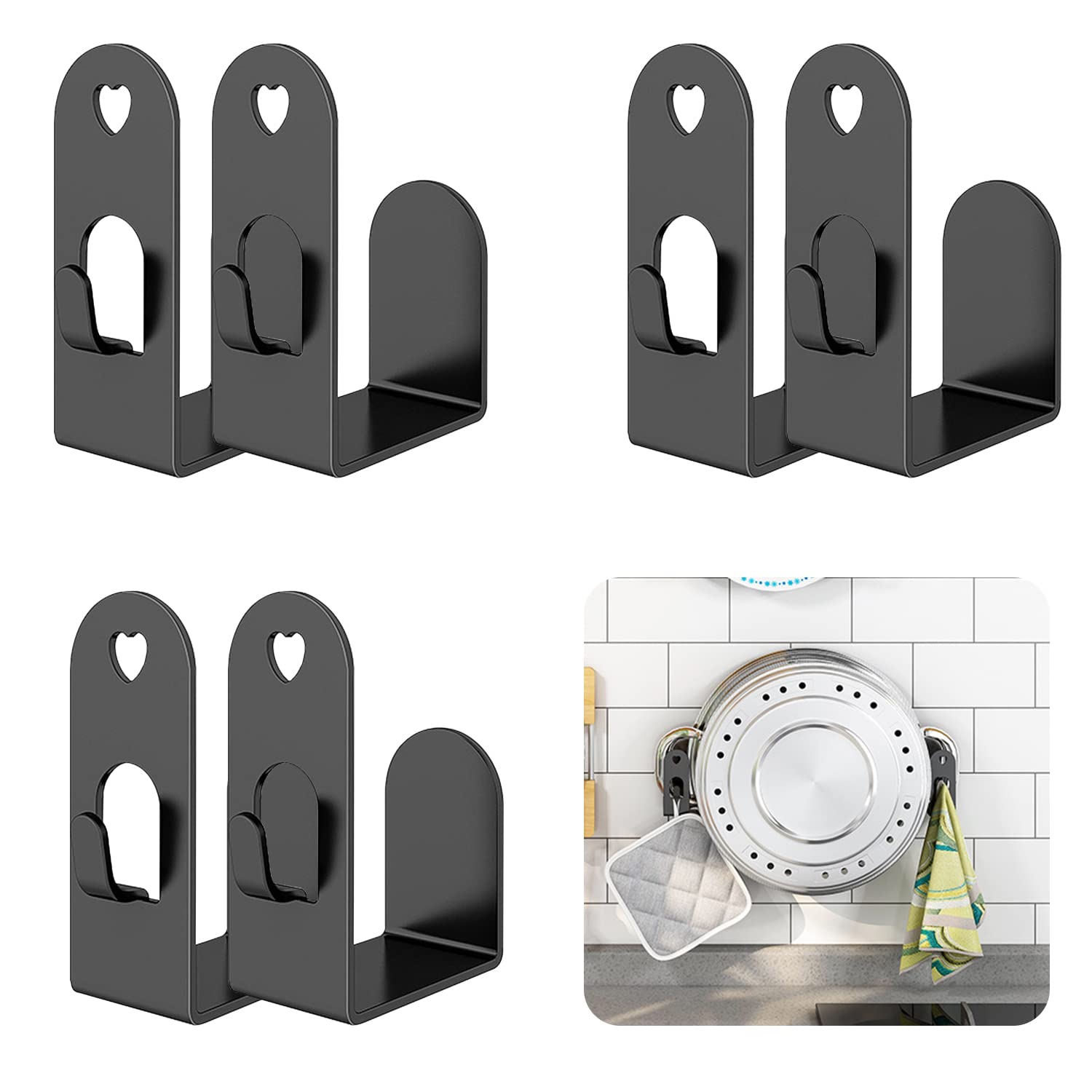 3 Set Wall Mount Pot Lid Holder, Stainless Steel Pot Lid Organizer Holder Chopping Board Shelf, Pot Lid Rack For Restaurant Home Kitchen Cooking Utensil Tool (Black)