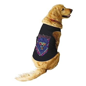 Ruse. Pet Rockstar Loin Printed Round Neck Sleeveless Vest Tank T-Shirt/Tees for Dog Clothes Summer Apparel./Large (Full Grown Desi/Stray, Doberman etc.)