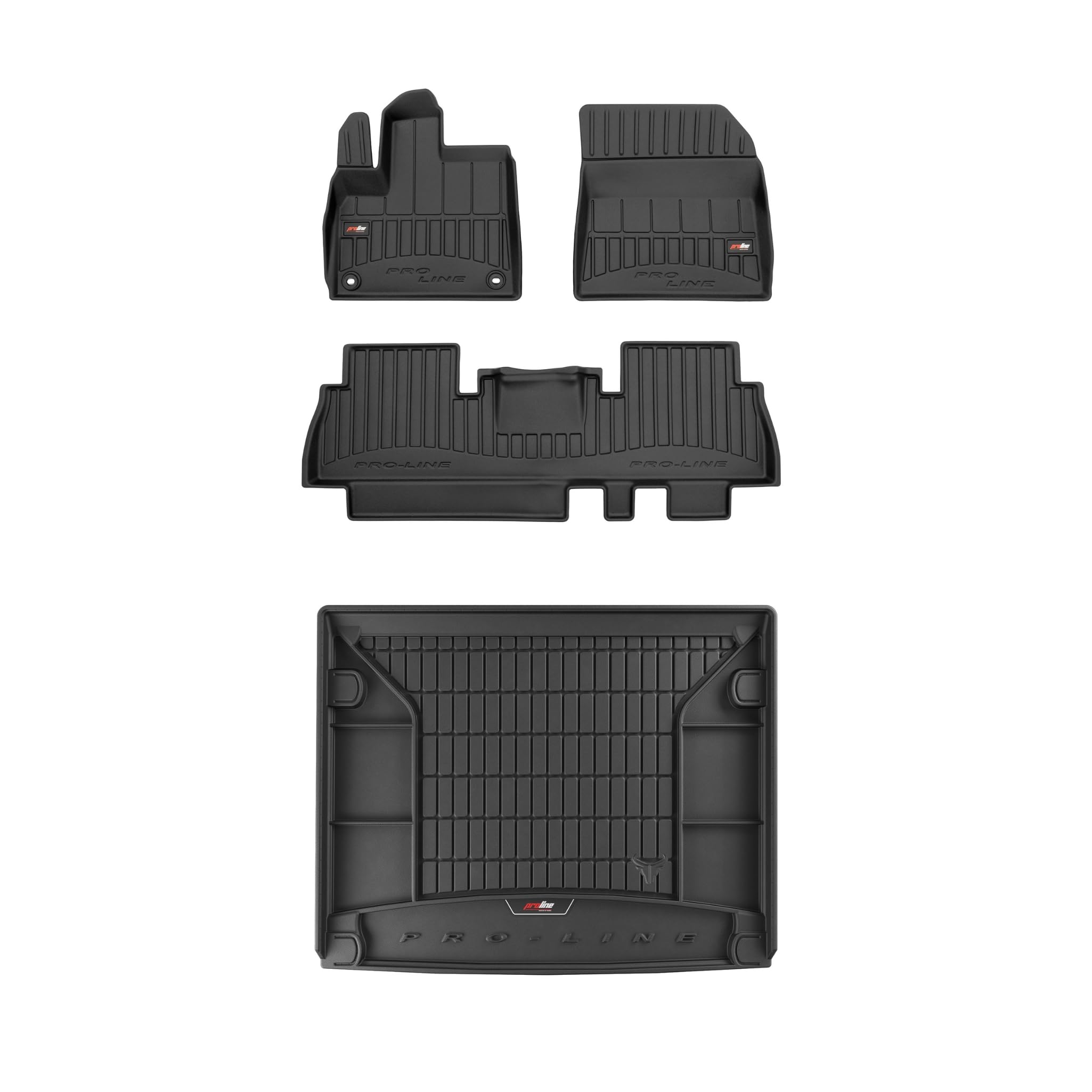 FROGUM ProLine 3D Un Juego de Alfombrillas de Goma para Coche y cubeta Maletero con Logo Alfombras para Peugeot Rifter Desde 2018| Los Bordes más Altos