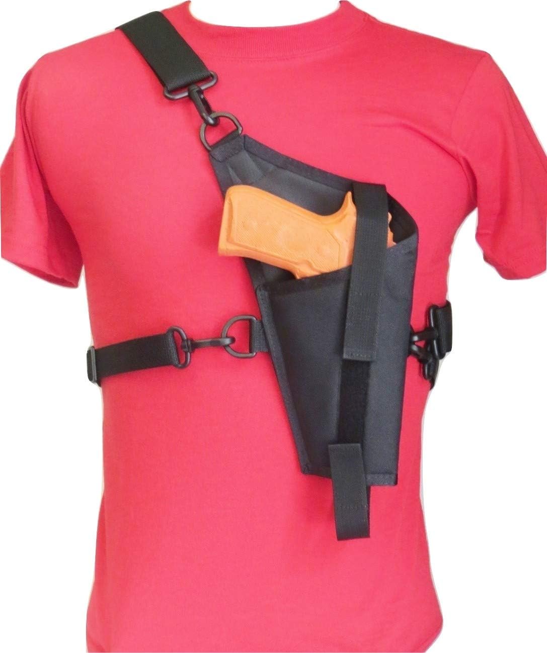 Tanker Style Cross Body Holster for Beretta 92, Colt 45, Sig Sauer 226 & Similar Size Pistols - Right Handed