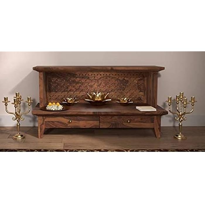 Buy Ganpati Arts Solid Sheesham Wood Temple for Pooja Room with 2