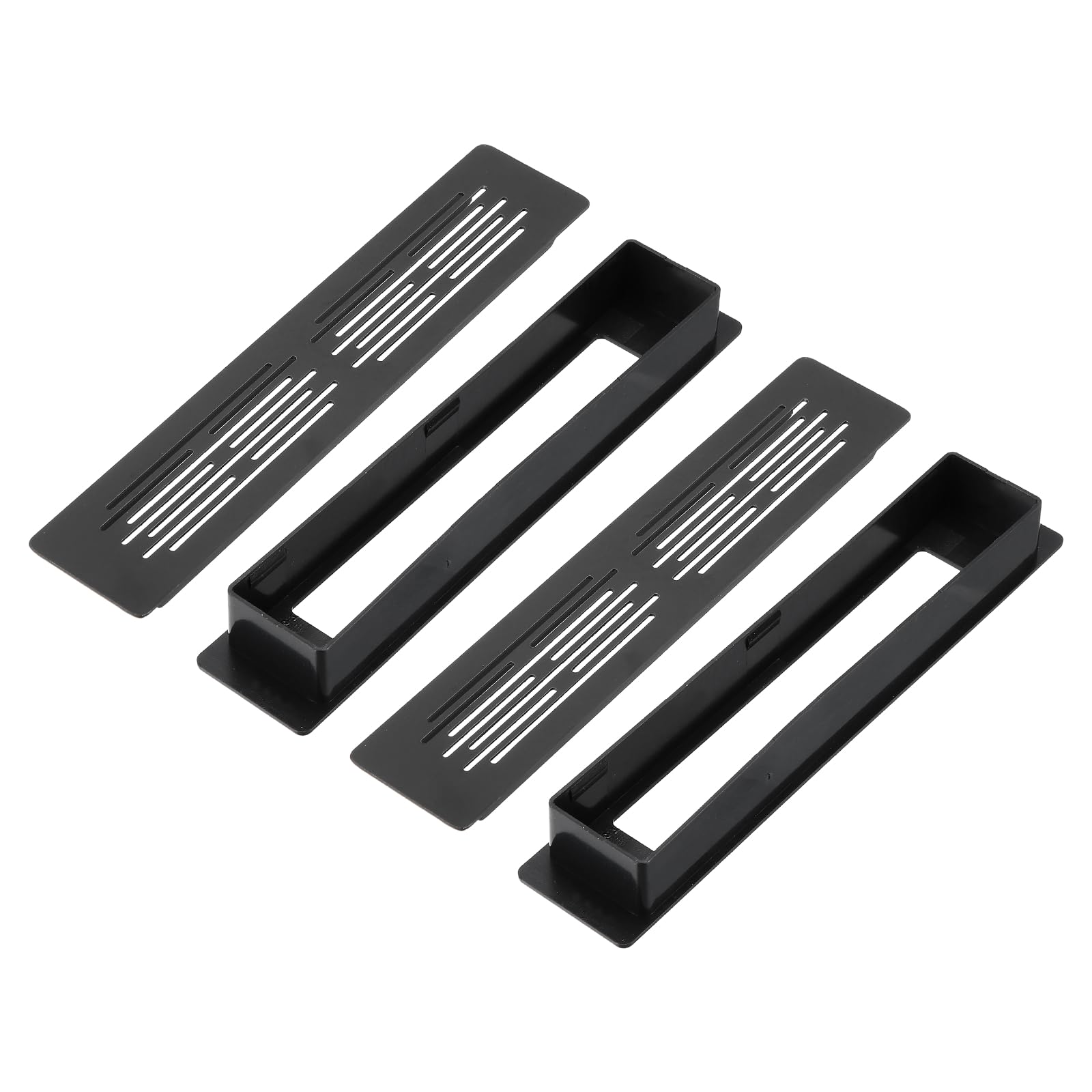 sourcing map 2PCS Door Vent Covers, 6.5 x 1.3 Inch (L x W) Two Sided Ventilation Grille Rust-Proof Aluminum Grille for Cabinet Kitchen Bathroom Bedroom(Openings 5.9 x 1.1 Inch),Black