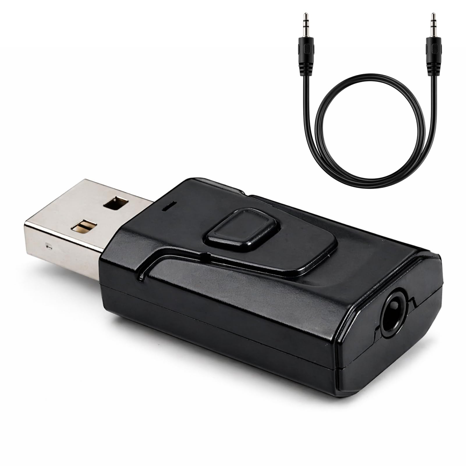 4 in 1 USB 5.4 Bluetooth Adapter (Transmitter and Receiver), Wireless Stereo Audio, Bluetooth Receiver Jack for TV, PC, Car, Speaker, Headphones, Hands-Free, Low Latency | Transmisor bluetooth para TV y receptor bluetooth jack 3.5, adaptador Bluetooth USB 5.4 con modo TX/RX y baja latencia.