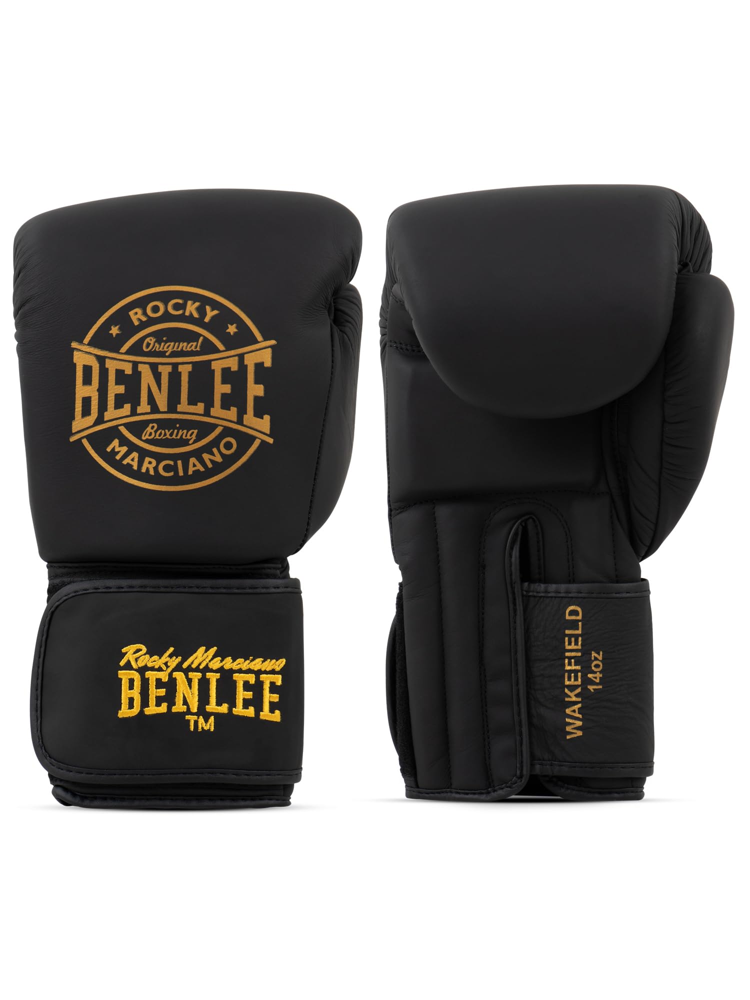 Benlee r?kawice bokserskie ze skóry Wakefield, kolor: czarny/z?oty, rozmiar: 14 oz
