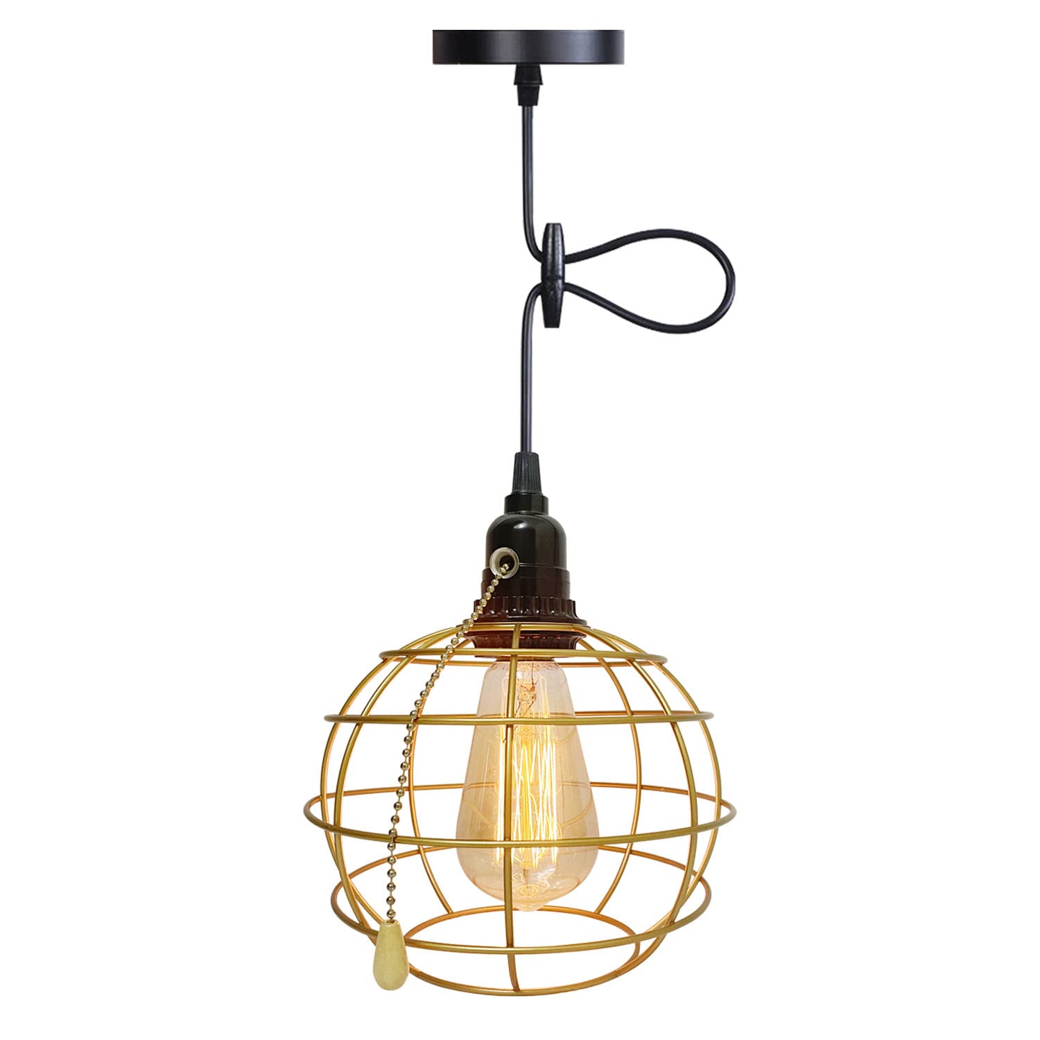 Buy Pull Chain Pendant Light Spherical Industrial Farmhouse Hanging