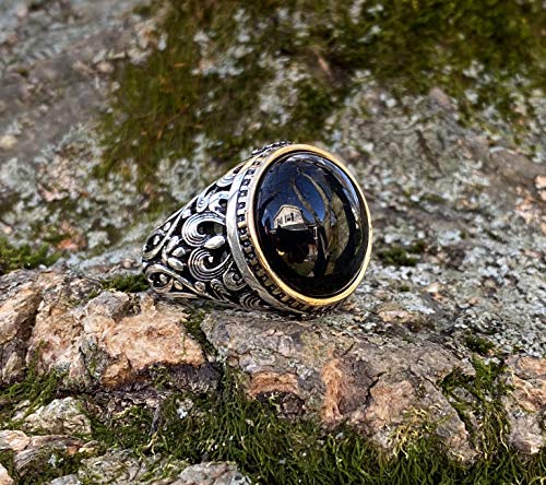 KAR 925K Stamped Sterling Silver Black Onyx Men's Ring I1M2