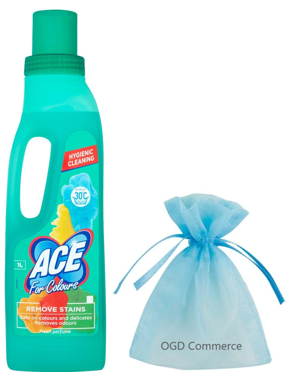 Ace for Colours Remove stains, Hygienic Cleaning, 1L, Fresh Perfume + Gift For you Organza small bag