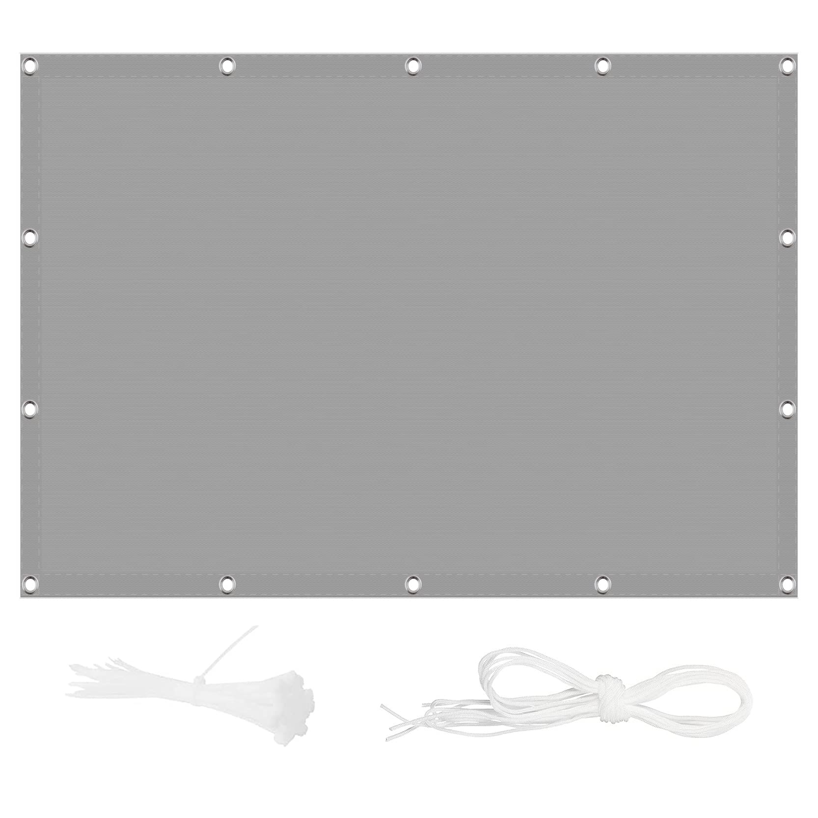Filet d'ombrage rectangle 3.8x3.8m en polyester gris clair pour terrasse et jardin