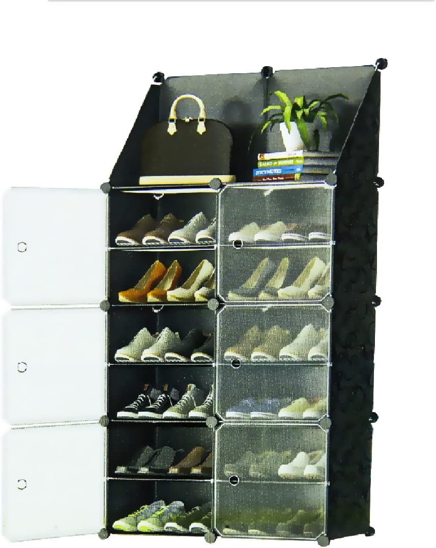 IN.HOUSE Portable Shoe Cabinet Organizer 7-Layer 2 Column Rack 24-Pair Storage Expandable Free Standing Stackable Space