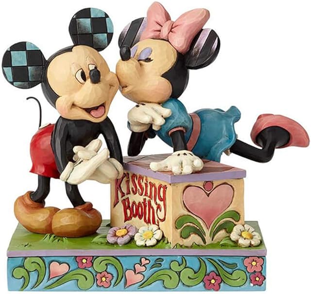 Disney Traditions Kissing Booth Mickey and Minnie Mouse Figurine, 10 x 16 x 15 cm