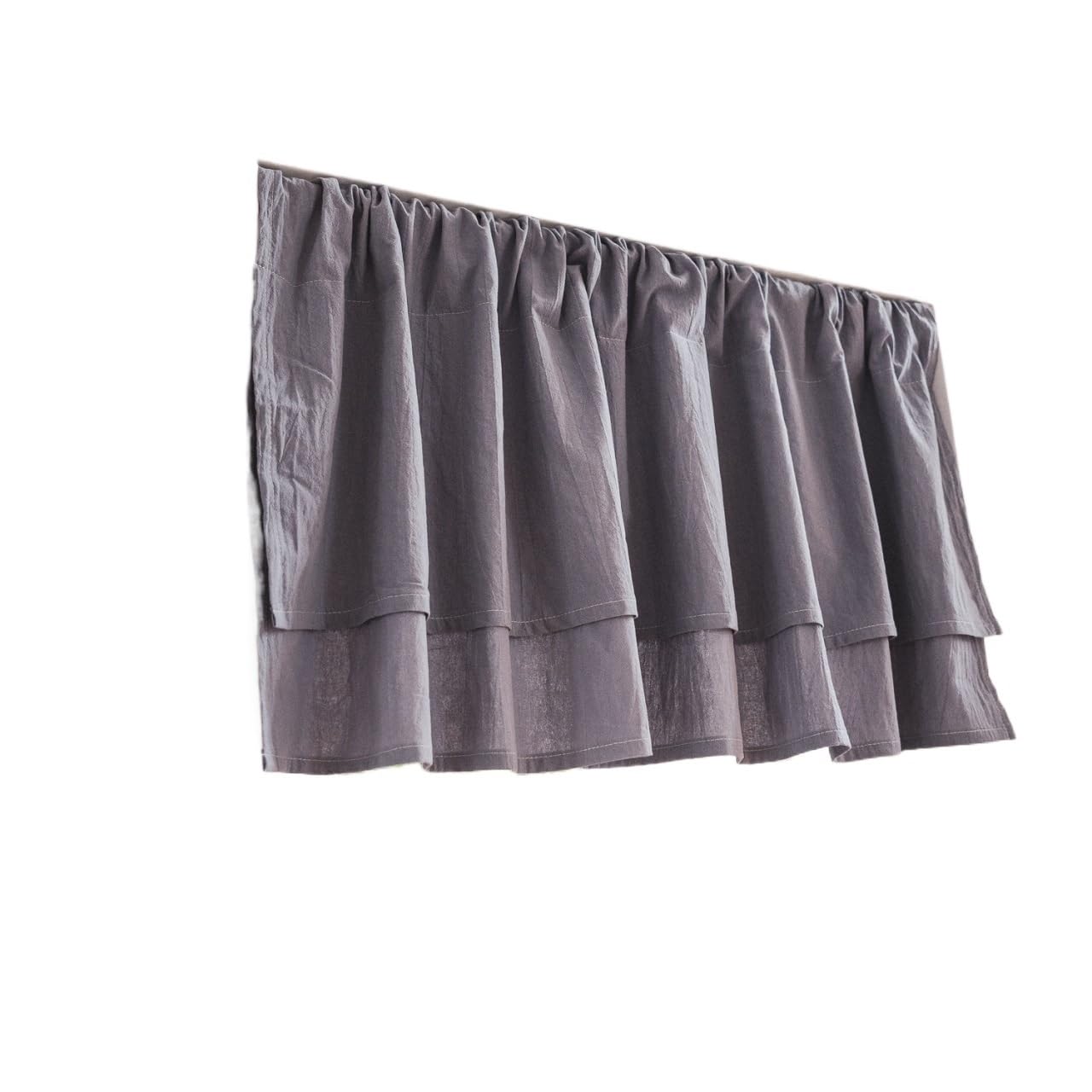 EnxJire Cupboard Curtain Boho Kitchen Cotton Short Curtain,Light Filtering Cafe Curtains Valances,For Laundry Living Room And Decoration(Grey,ROD POCKET_135X90CM)