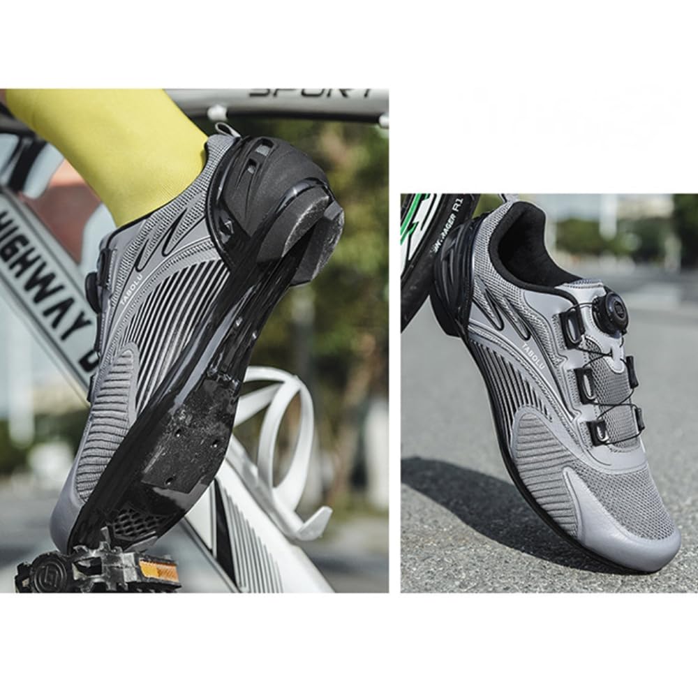 Scarpe da Ciclismo da Uomo E da Donna Scarpe da Ciclismo su Strada Traspiranti E Antiscivolo con Chiusura A Lacci Rotanti per Allenamento Indoor, su Strada E Mountain Bike
