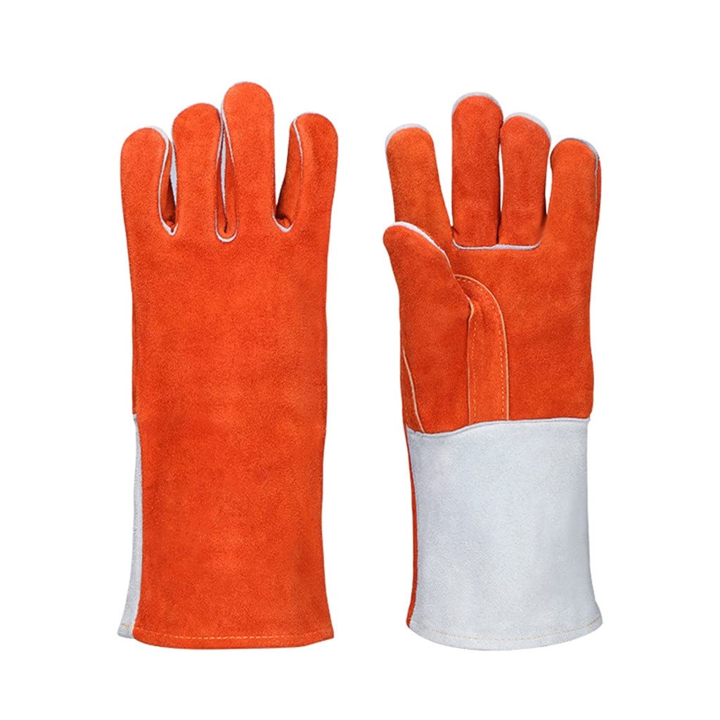 Guantes de trabajo de cuero dividido resistente al calor para soldadura y barbacoas