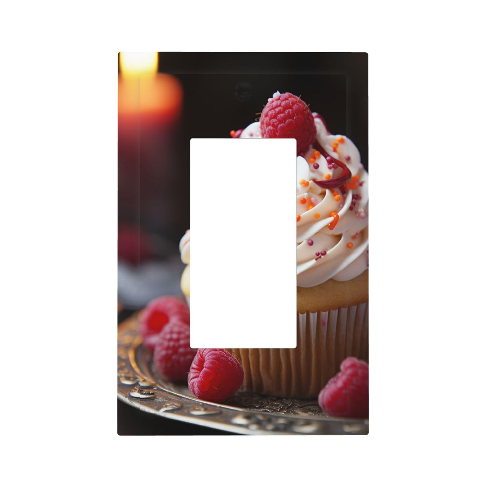 1-Gang Decorator Wall Plate Cupcake Dessert Light Switch Cover Single Gang Receptacle Outlet Wall Plate Mid Size 5" x 3" Wallplate Unbreakable Polycarbonate Outlet Faceplates Covers