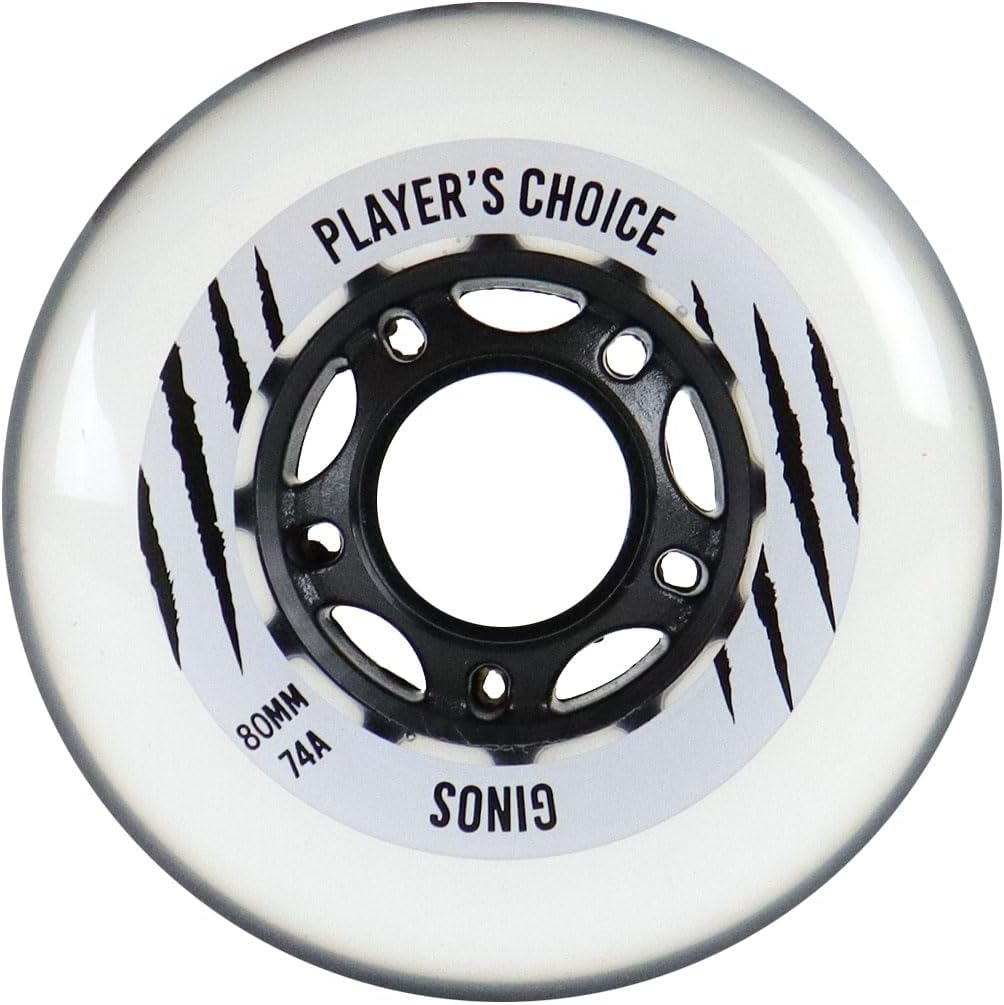 Player's Choice Indoor Roller Hockey Wheels 8-Pack - Ginos Clear Grey Dual-Pour 74A Hardness for Skates - Super High Rebound Urethane