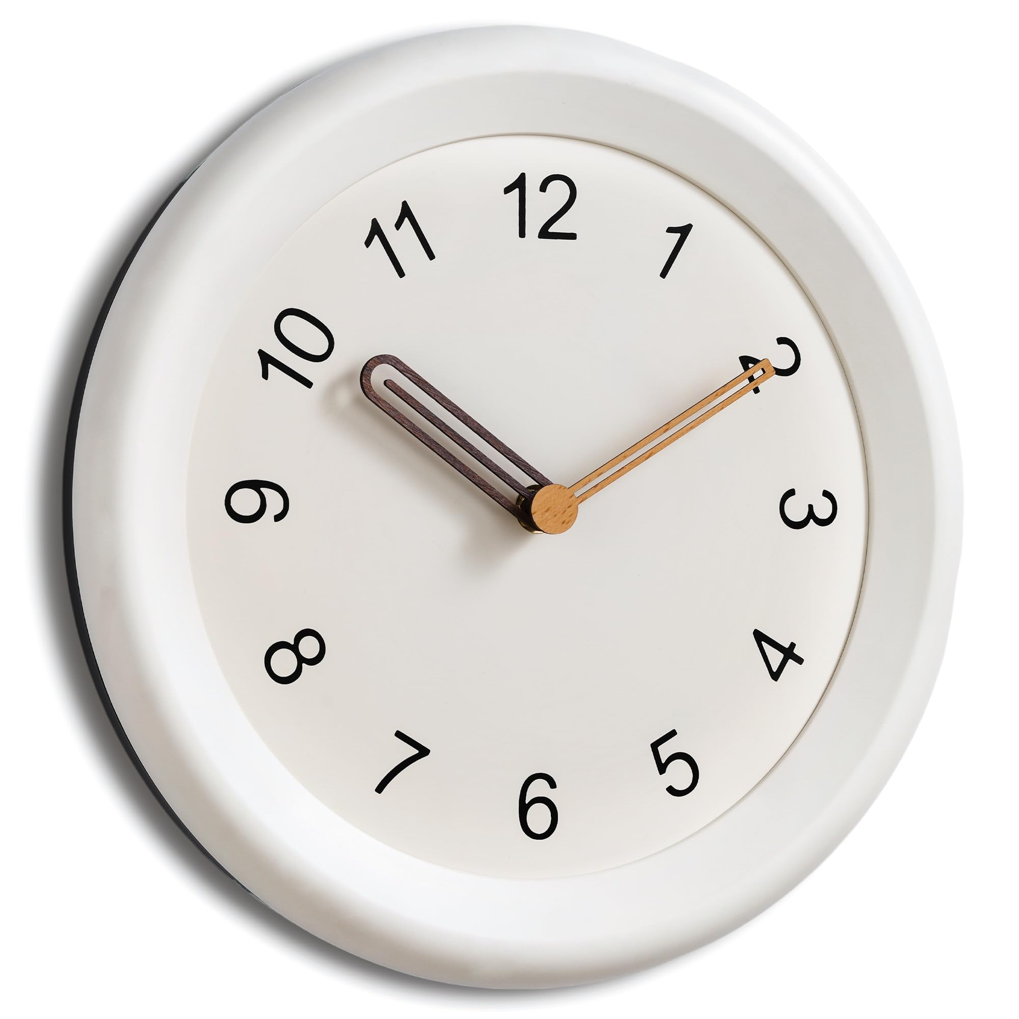 Mosewa 10" Wall Clock Silent Non-Ticking Battery Operated Wood Minimalist