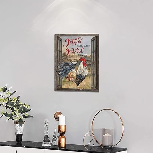 Miniatura 2 de Arte de pared de gallo para cocina, cuadros de gallo de granja, decoración de pared rústica Chiken, impresiones de pintura rústica enmarcada para
