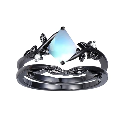 Seiyang Natural Moss Agate Ring 925 Sterling Silver Jewelry Gift for Women Mom Her - Size 12 - Moonstone-kite Cut