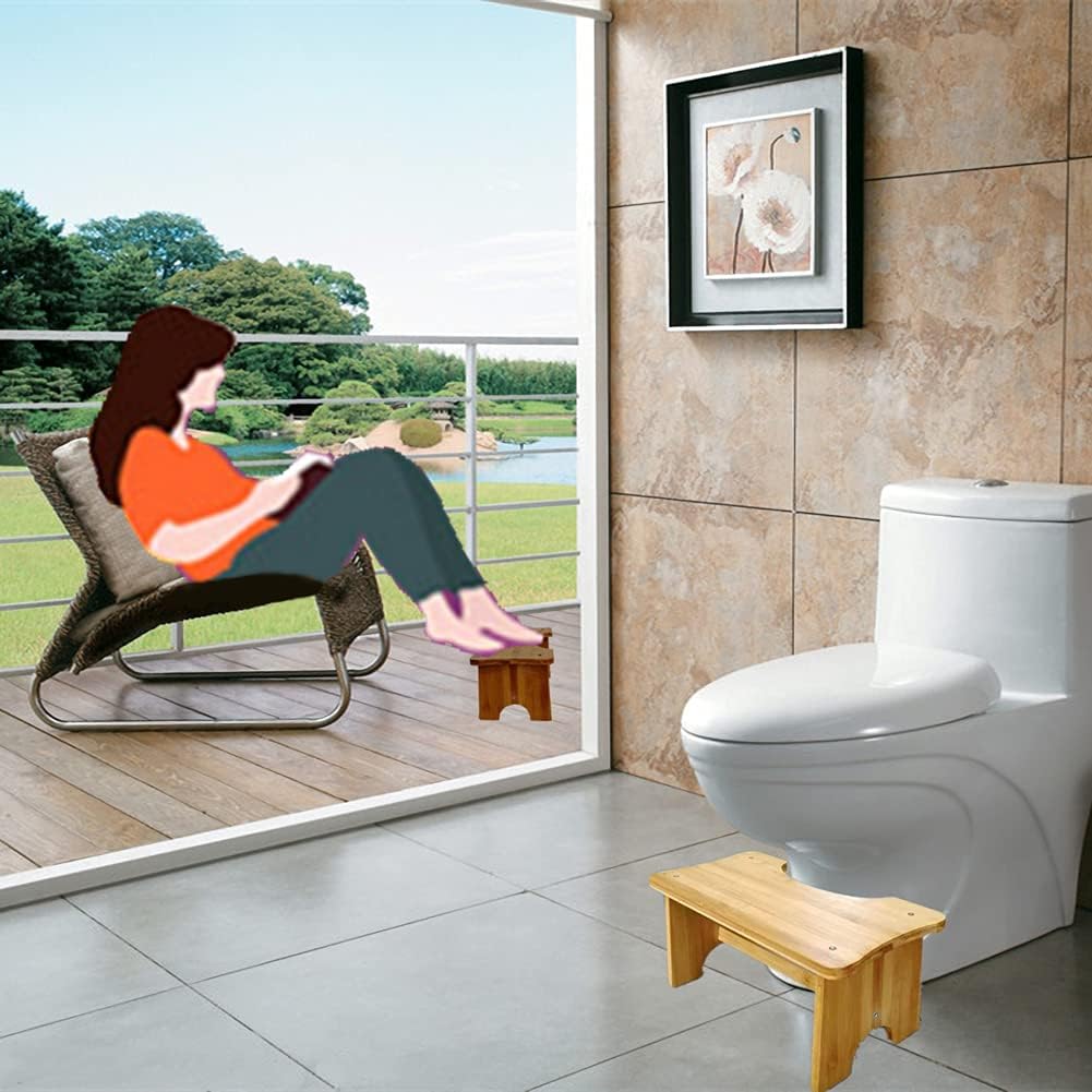 Bamboo Toilet Stool Poop Stool Adult Pooping Stool 7inch Squatting Toilet Step Stool for Bathroom and Restroom (Primary Color) : Health & Household
