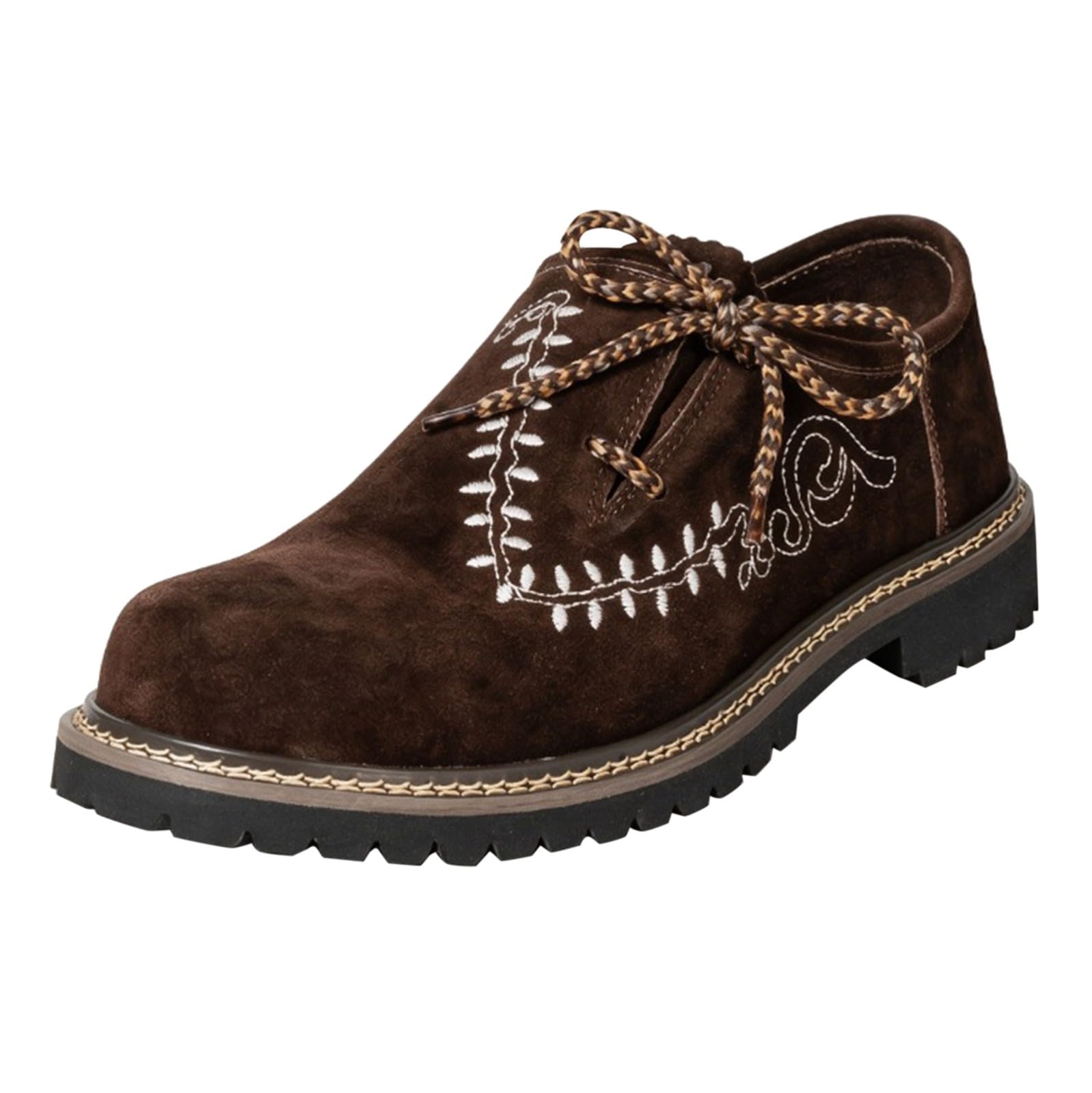 Trachtenschuhe Herren 2026 Stickerei Flock Leder Haferlschuhe Passform Traditionelles Design für Volksfest Trachten Festlichkeiten Bequem Lederschuhe Ledersohle Schnürschuhe Tanzschuhe