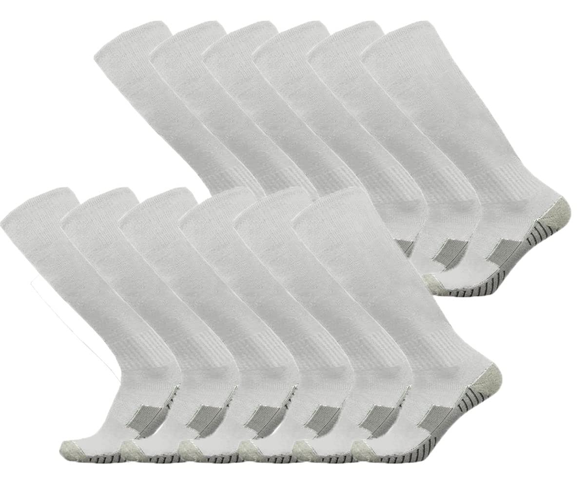 Fußballsocken, 3/12 Paar, Team-Sport, kniehoch, atmungsaktiv, Fußballsocken für Herren, Jugendliche, Kinder, Jungen, Weiß 12 Paar, Medium