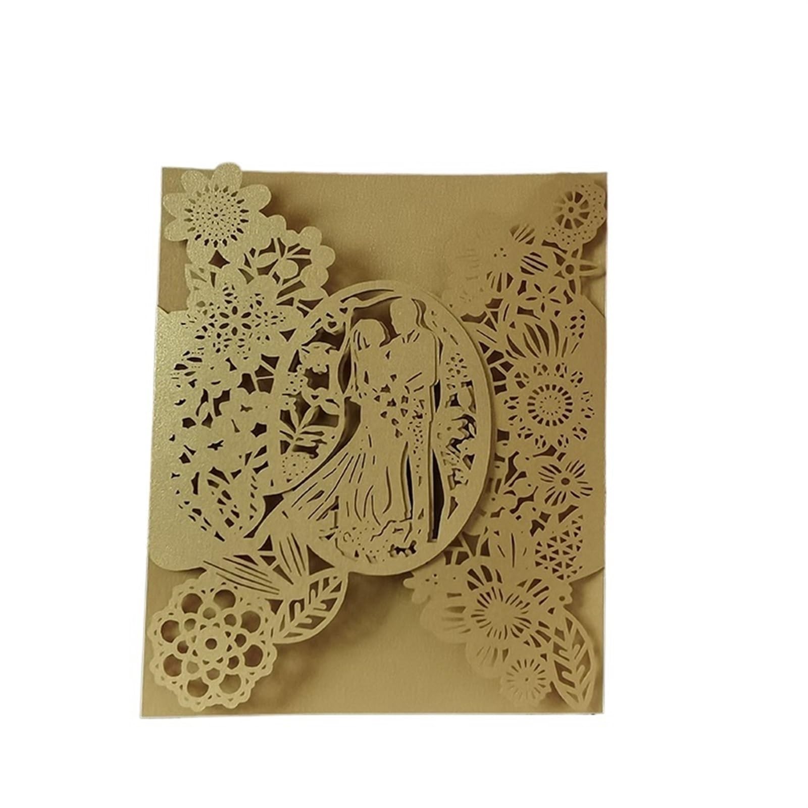 Einladungskarten 50 Stück Hochzeitseinladungskarten for Braut und Bräutigam, Blumen, Tascheneinladung, Grußkarte, Hochzeit, Mariage, Partyzubehör, Dekorationen(Gold Cover,11.5x17.5cm)