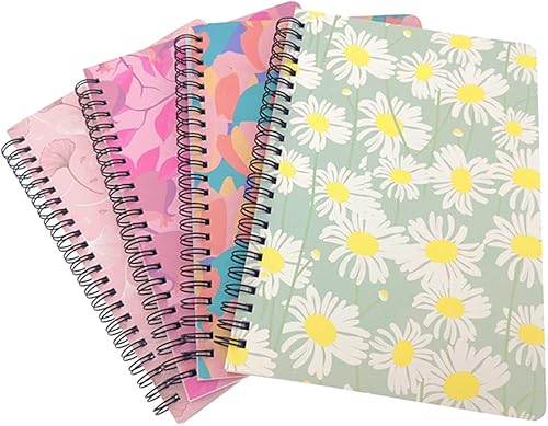 Miniatura 5 de ALIMITOPIA - Cuaderno de notas anillado, cuaderno de bocetos, diario, planificador, tamaño A5 y 80 hojas, (4 unidades, hoja y flor)