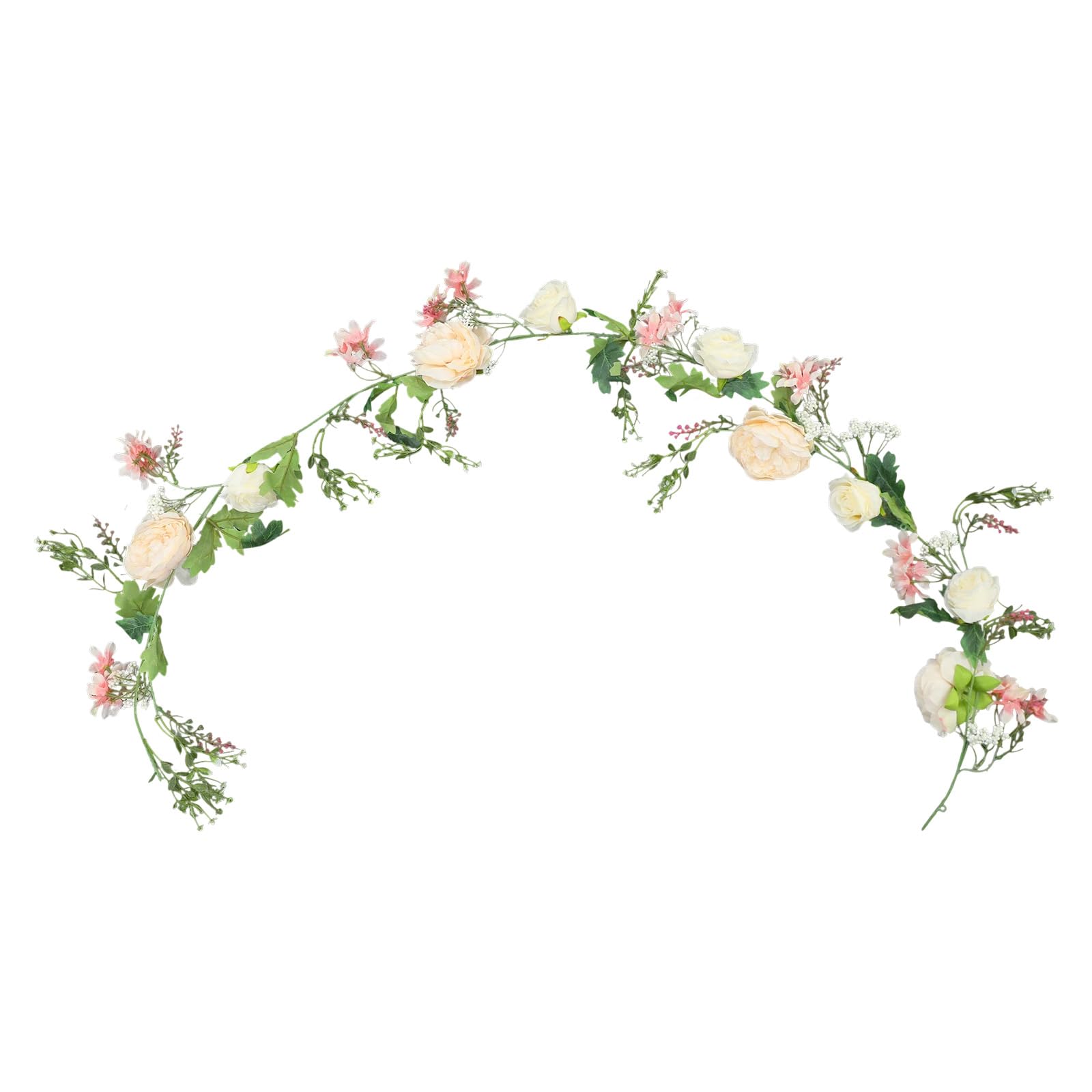 Guirnalda de flores artificiales de 180 cm, 6 pañuelos de seda, flores artificiales decorativas, guirnalda de flores artificiales para bodas, decoración de mesa, fiestas, paredes de flores