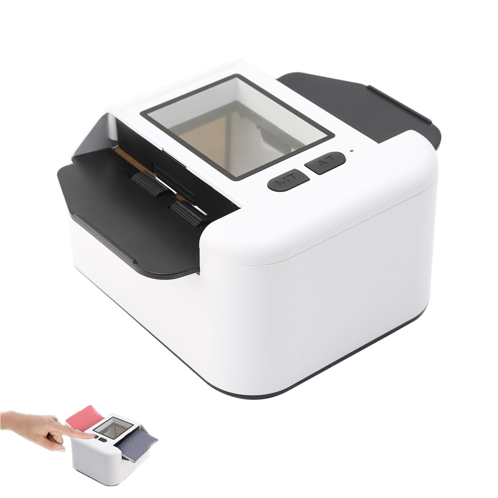 Portable Automatic Card Shuffler for 1-2 Decks, Quiet Electric Shuffling Machine with Smart Sensor for Poker, UNO, Tichu, Mahjong - Rapid Card Shuffler for Home and Travel