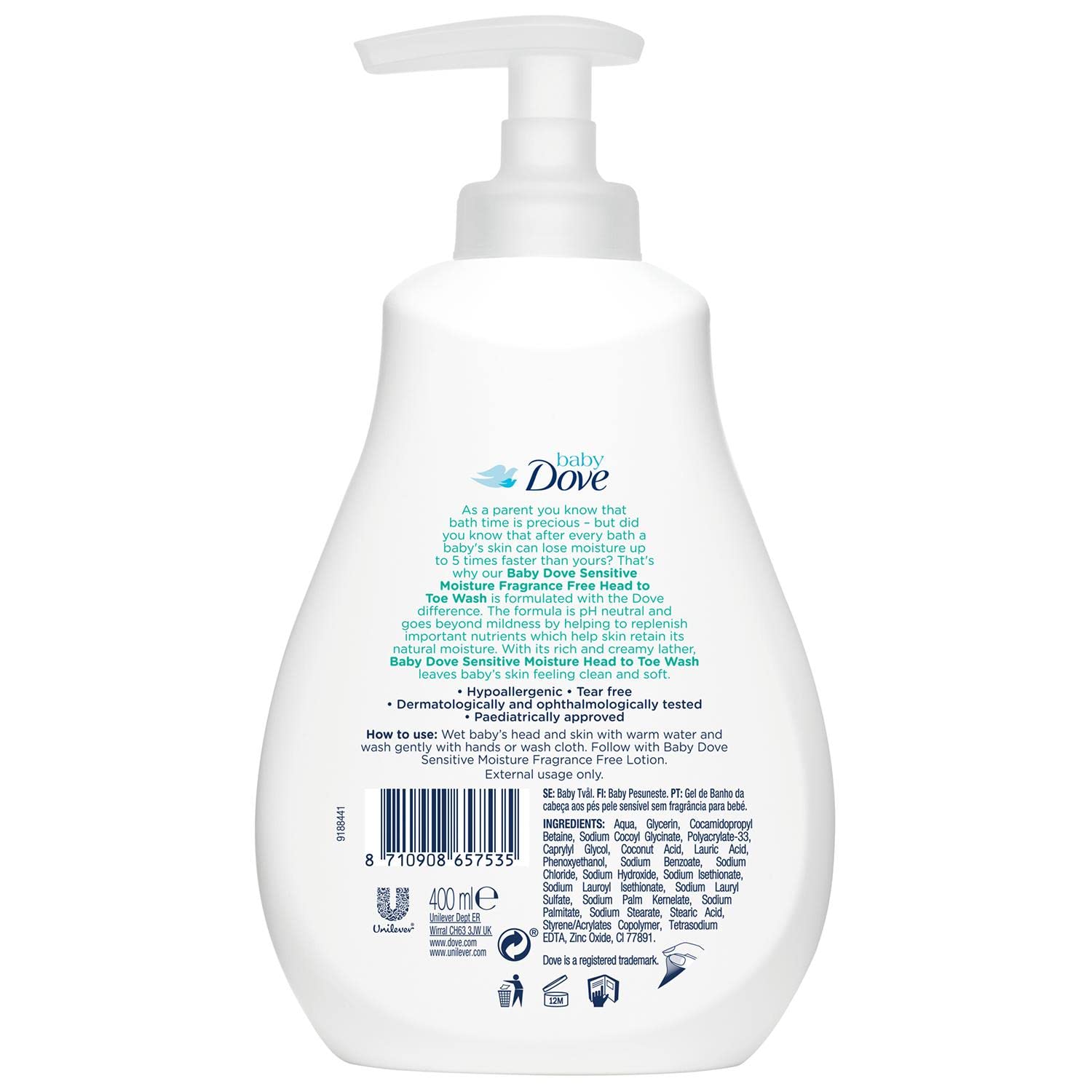 Dove - Baby Sensitive Moisture Gel - 400ML, White - Image 2